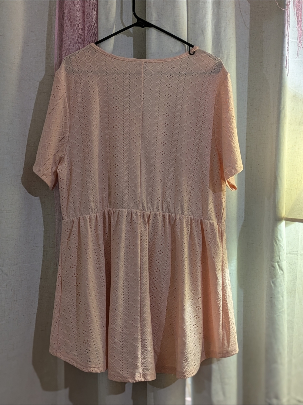 Shein Peach Eyelet Babydoll Top - Picture 2 of 2